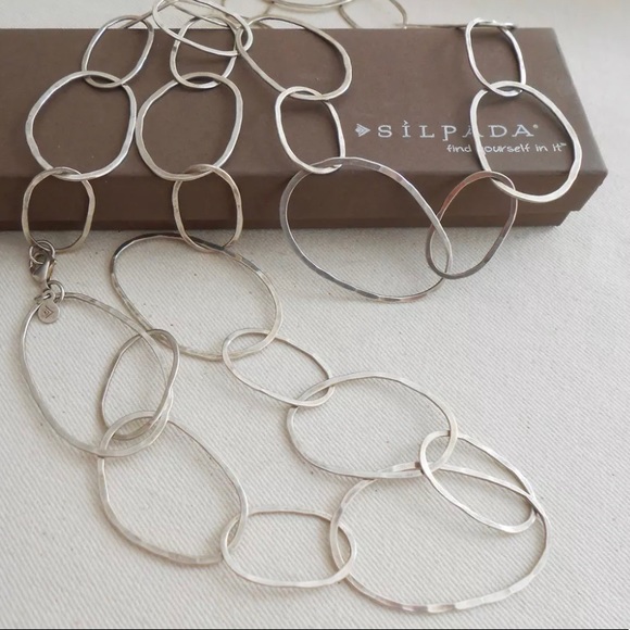 Silpada ‘Bubble Up’ Sterling Silver Large Loop Link Necklace N2148 - Picture 4 of 16